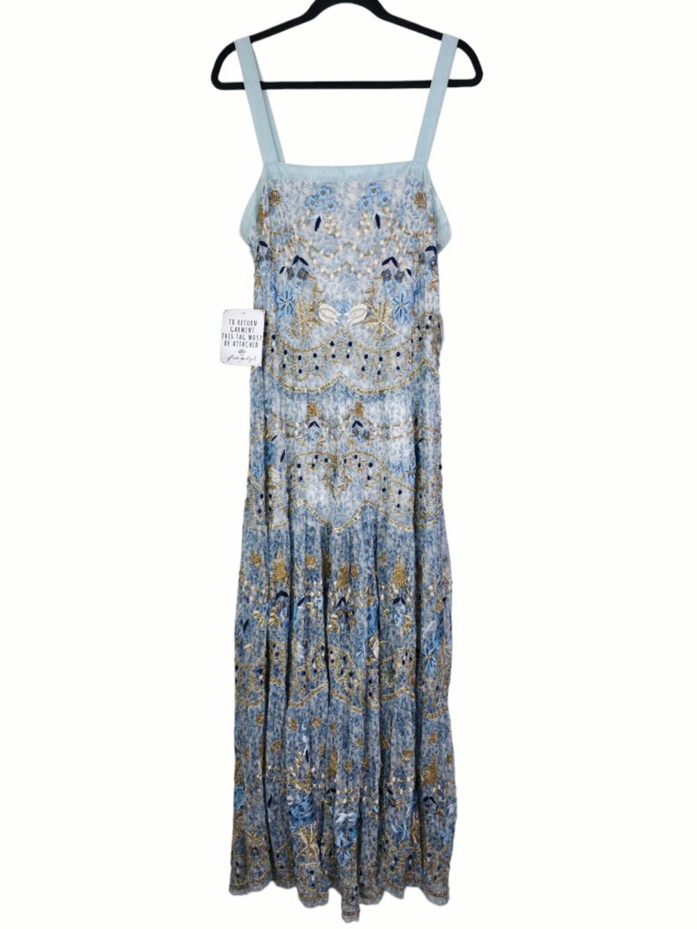 Free People Goldie Dress Porcelain Embroidered Beaded Floral Maxi NWT Size S - Picture 3 of 14